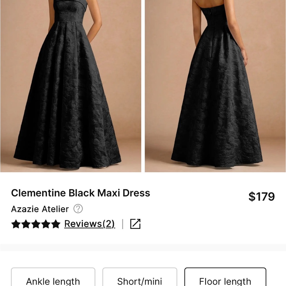 Azazie Black Strapless Jacquard Ball Gown